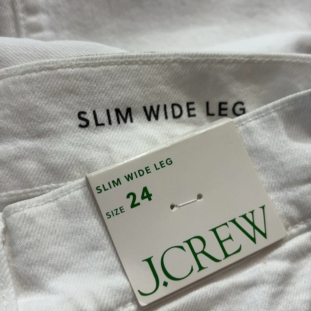 NWT J. Crew Slim Wide Leg Jean in White Wash sz 24